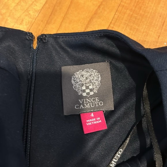 Vince Camuto Navy Blue Faux Pocket Dress Cute Sleeves and Gold Button Detail - Picture 3 of 6